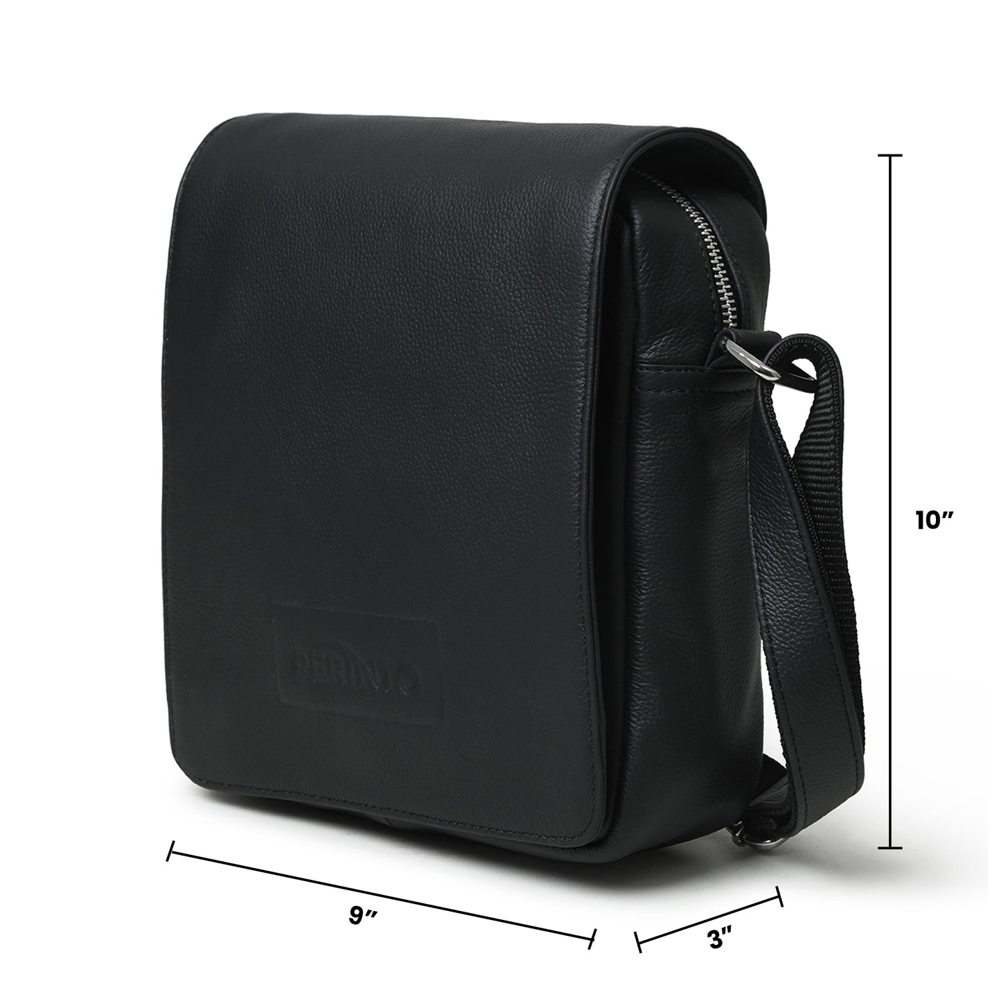 Perinto Leather Messenger Bag PUSB-6001 Black