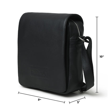 Perinto Leather Messenger Bag PUSB-6001 Black