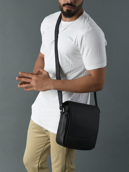 Perinto Leather Messenger Bag PUSB-6001 Black