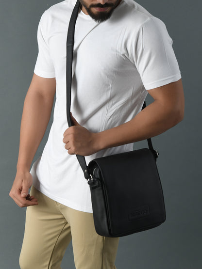 Perinto Leather Messenger Bag PUSB-6001 Black