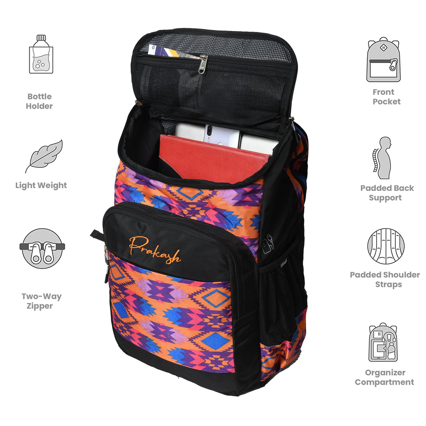 Prakash Tribal Laptop Backpack PLP-507 Orange