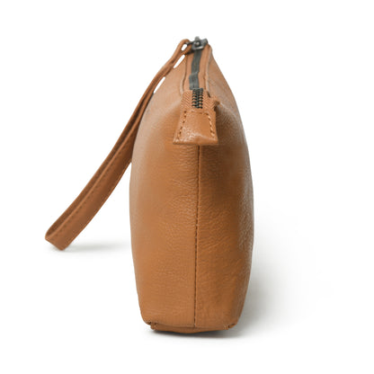 Perinto Leather vanity pouch unisex PUVP-4001 Tan