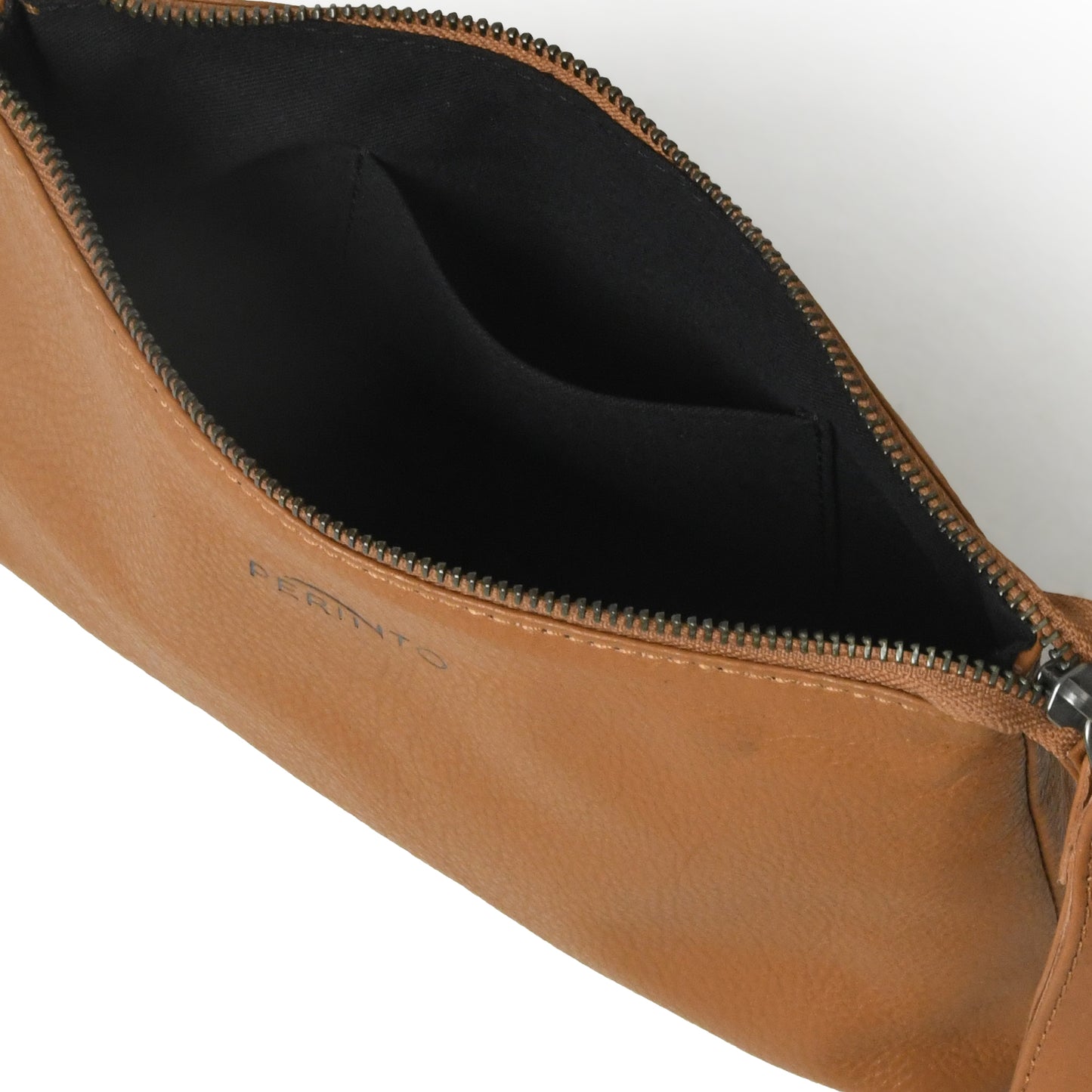 Perinto Leather vanity pouch unisex PUVP-4001 Tan