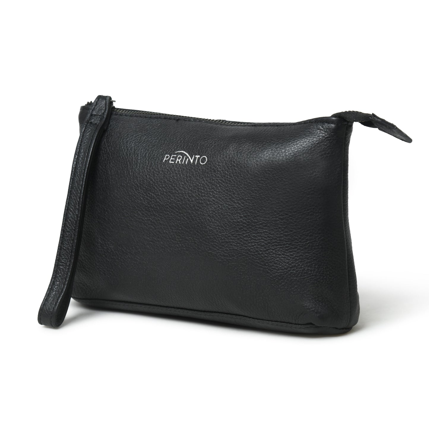 Perinto Leather vanity pouch unisex PUVP-4001 Black