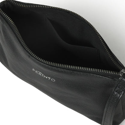 Perinto Leather vanity pouch unisex PUVP-4001 Black