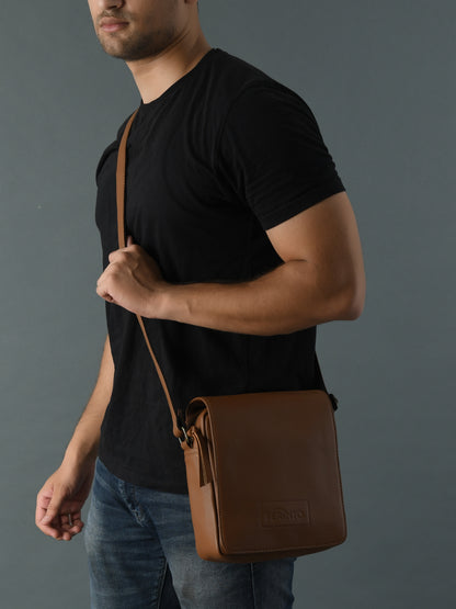 Perinto Leather Side Sling Bag PUSB-6001 Tan