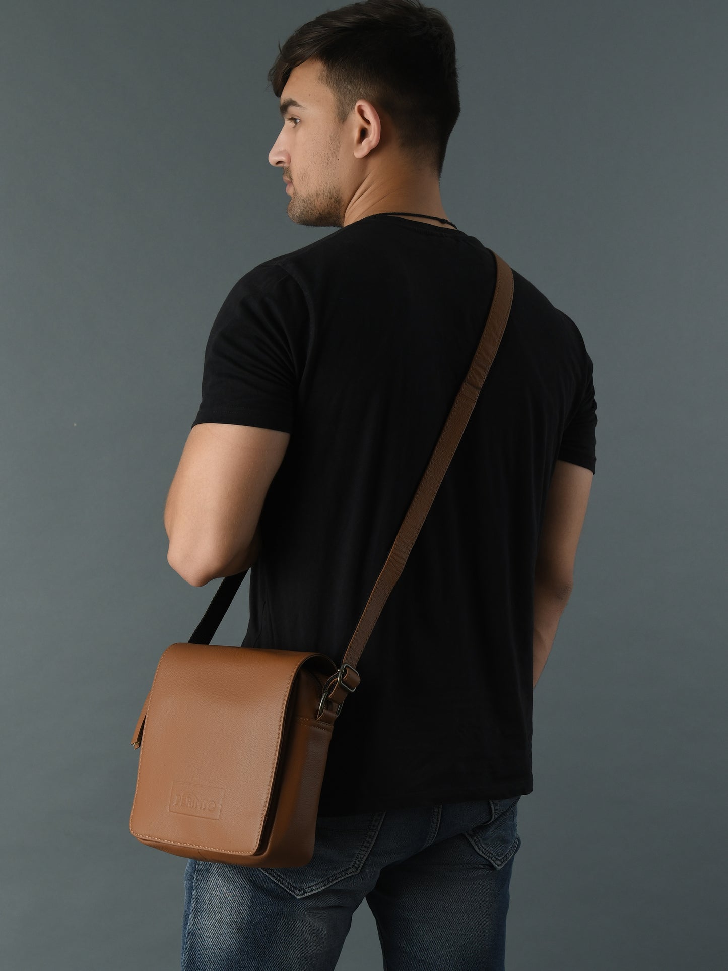 Perinto Leather Side Sling Bag PUSB-6001 Tan